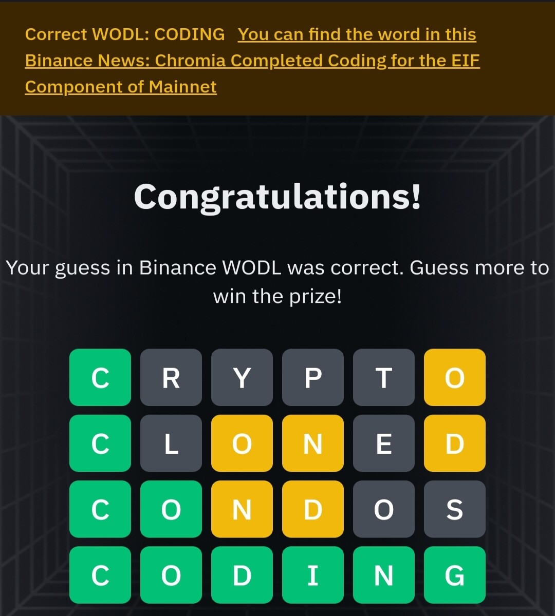 Play2Earn Experiment - I played Binance WODL to check the rewards