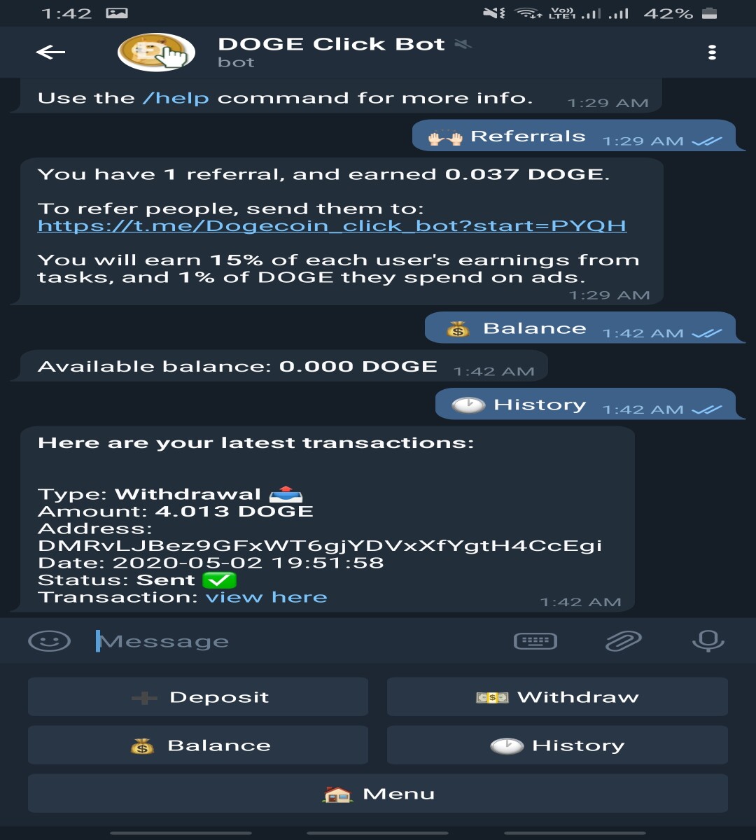 Bot withdrawal