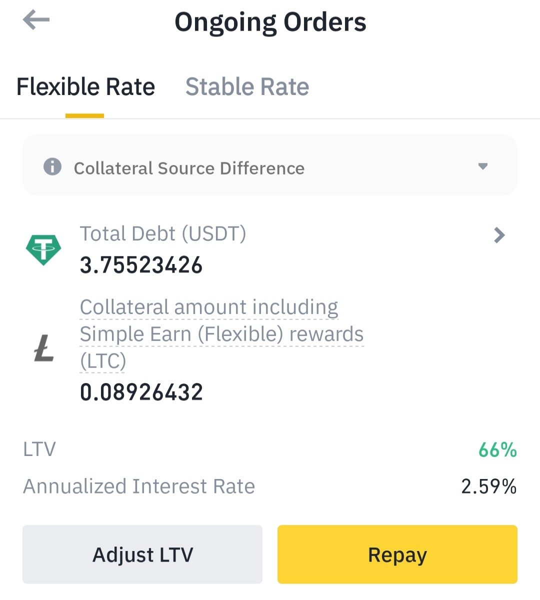 Adjust LTV or repay anytime your Binance Loan