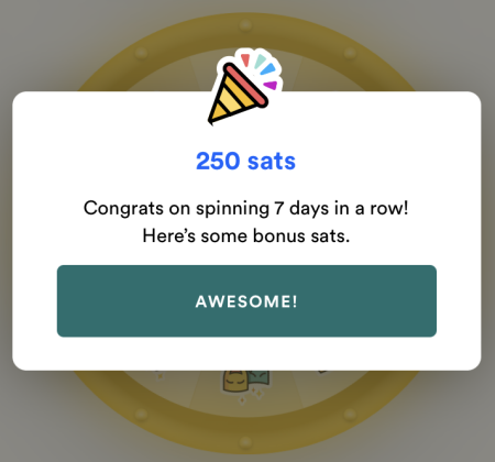 250 sats reward on Fold