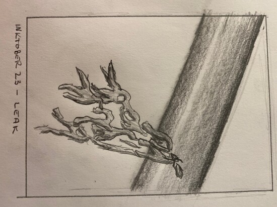 Leaky pipe - pencil sketch