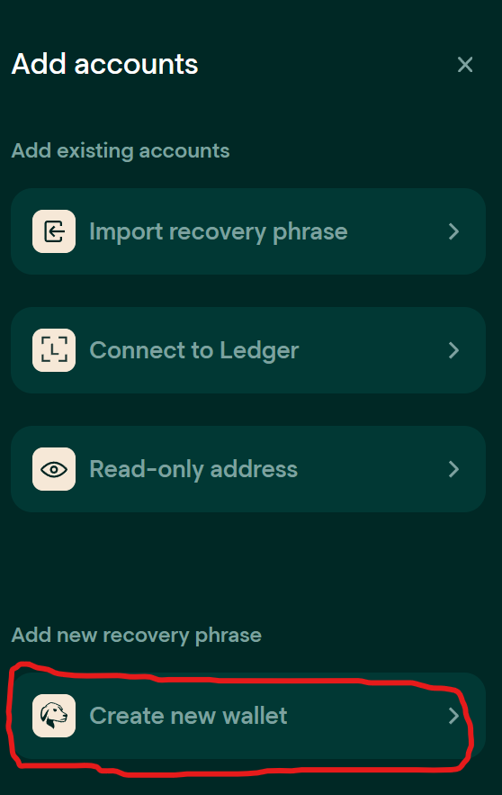 Create New Wallet in Tally Ho