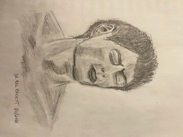 Man making a concentrating face - untimed pencil sketch