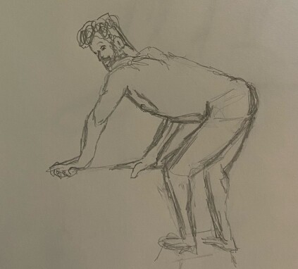 Pinto leaning away - 10 minute time pencil sketch