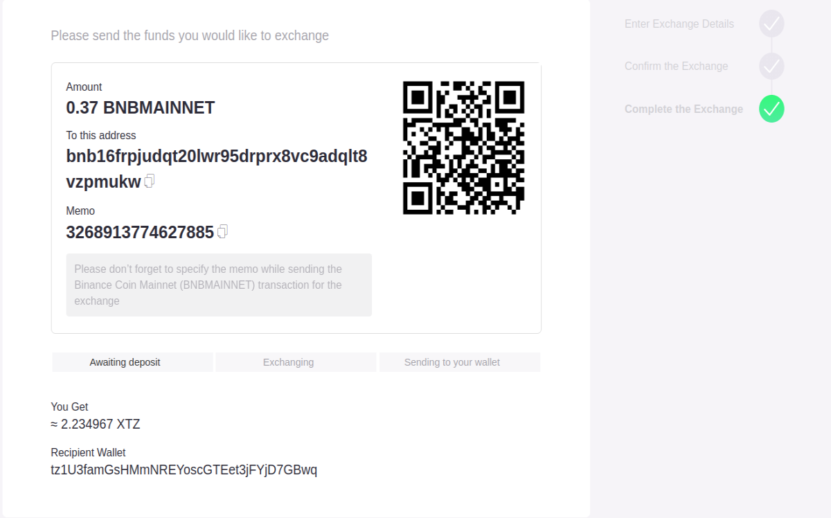 ChangeNOW sending money
