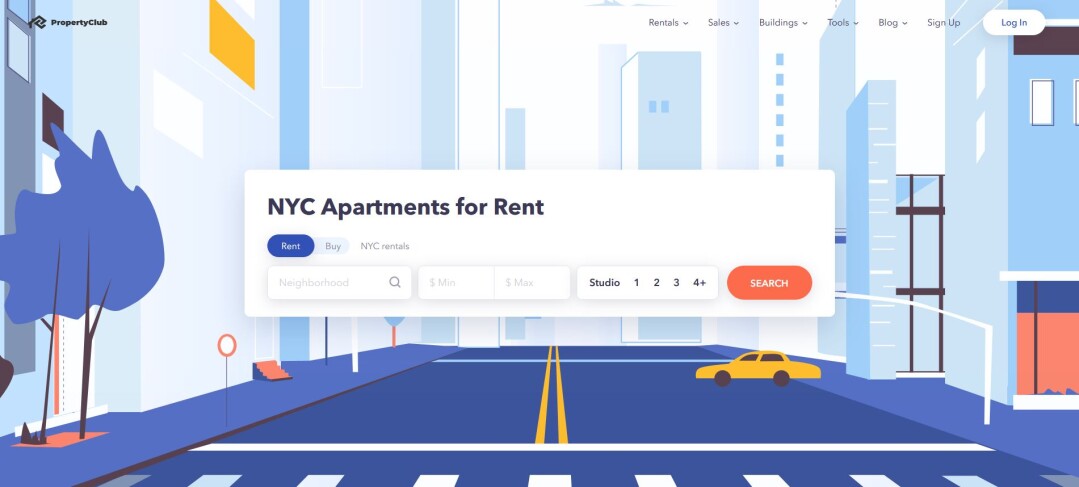 PropertyClub’s landing page