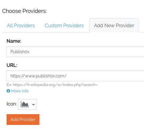 Add new provider tab