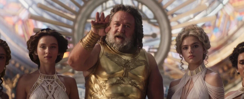 Production still with Russell Crowe from Thor: Love and Thunder