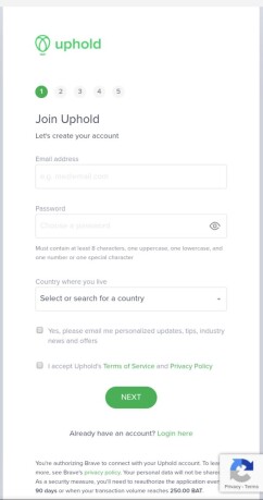 Uphold Register Page