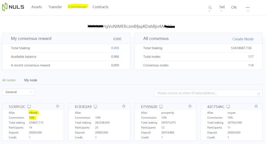 consensus staking NULS