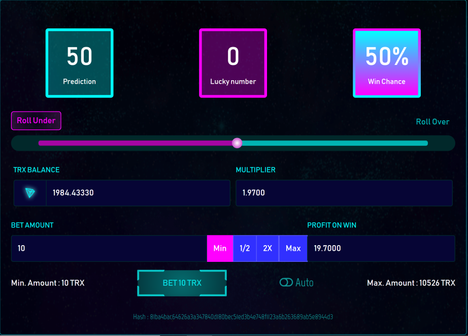Crypcade Dice game