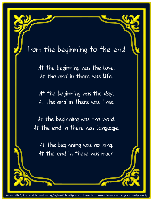 From the beginning to the end
