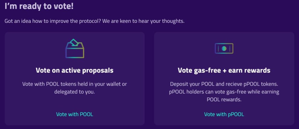 Pool Governance (https://vote.pooltogether.com/)