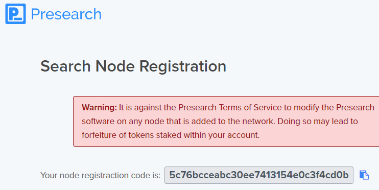 Node Registration Code
