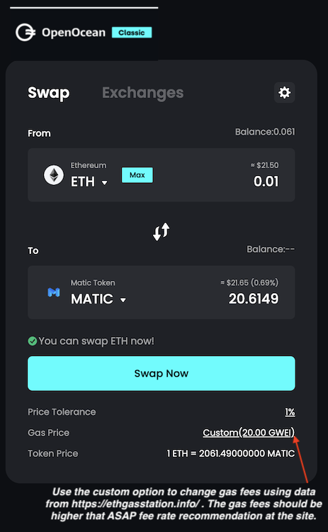 defi, polygon, openocean