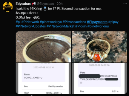14k ring sold with Pi