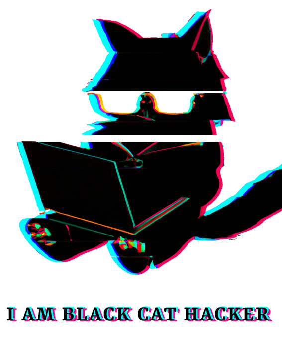 a glitched bicolor 3D AI generated cat and the mention