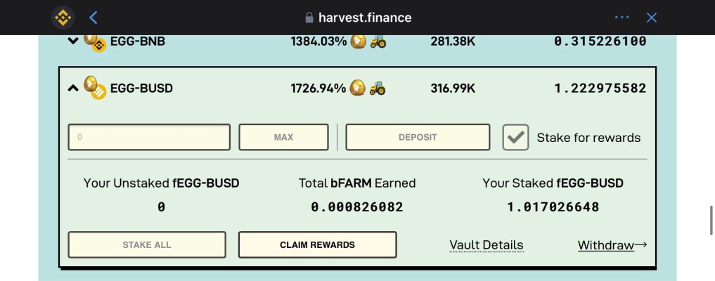 egg-busd farm on harvest finance