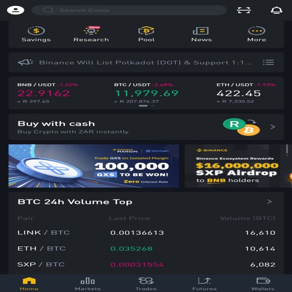 Binance wallet trading banking app