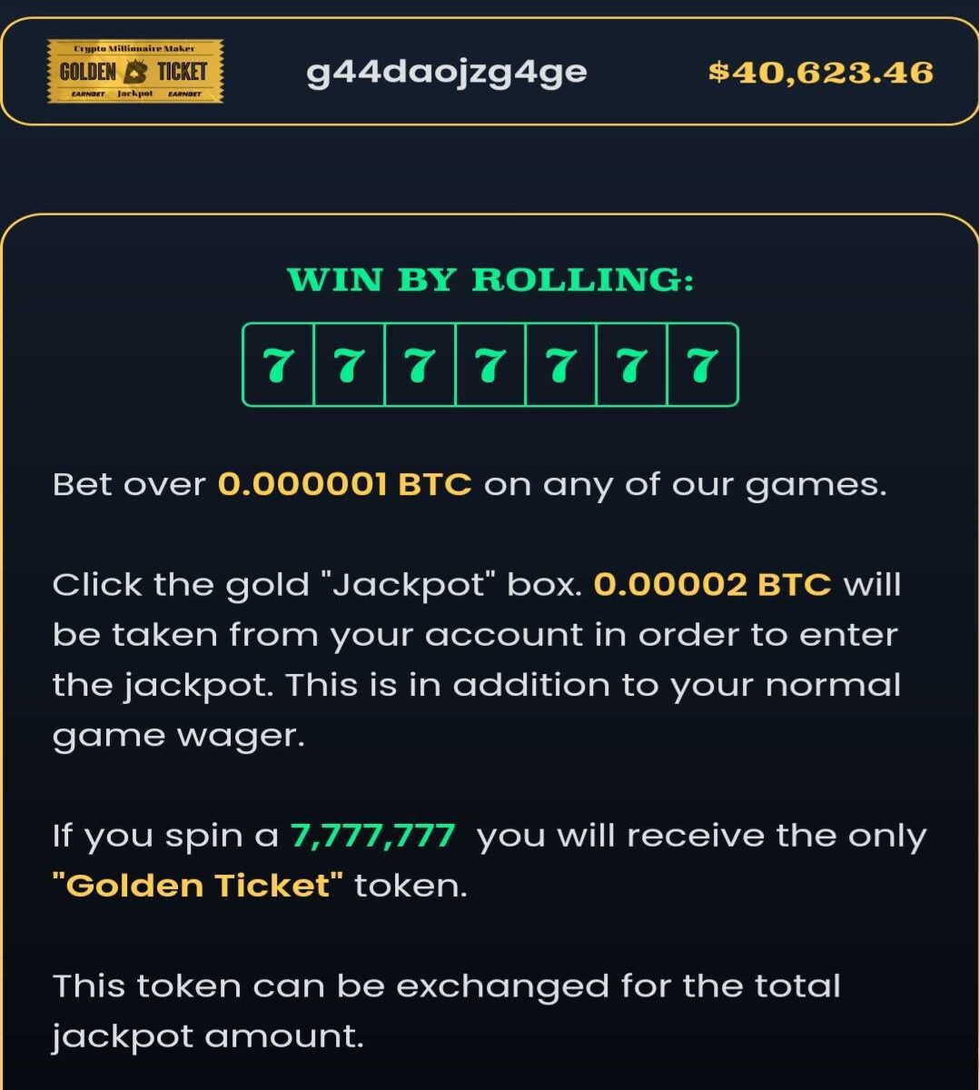 Jackpot won