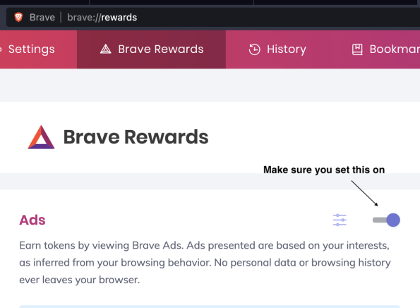 How to activate brave rewards