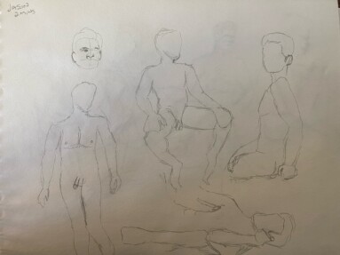 5 two-minute timed life sketches of Jason - pencil.