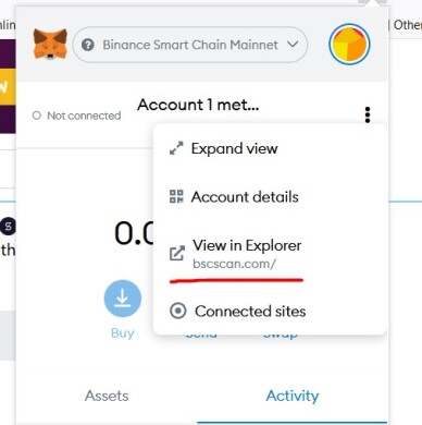 metamask bscscan