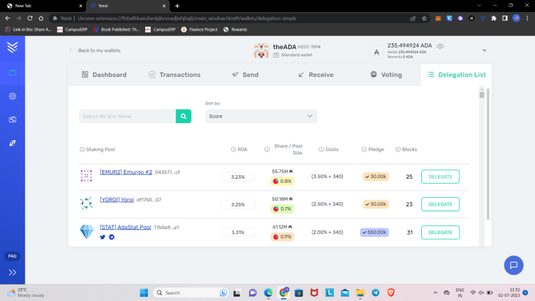 Cardano Delegator List