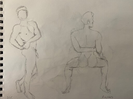 Ahmad and Joe - 5 minute solo poses - pencil sketches