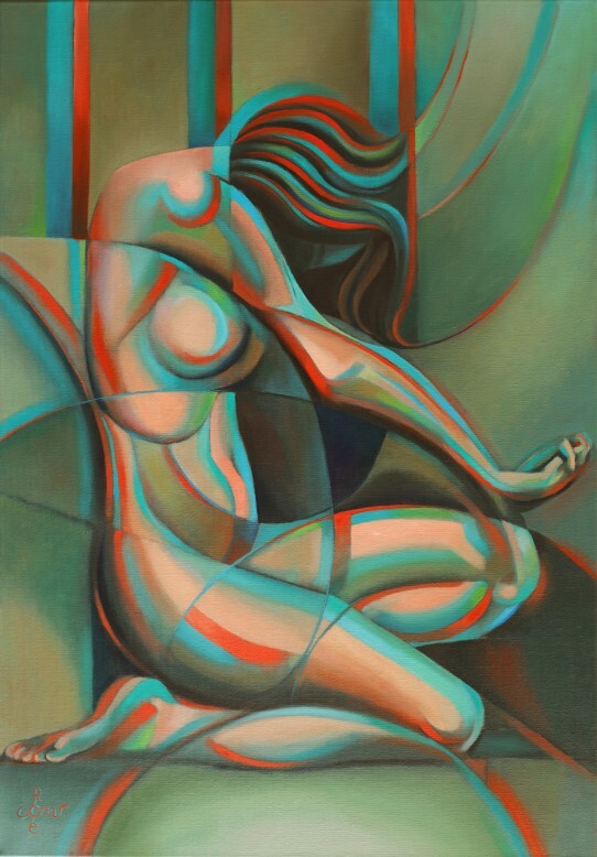 cubist nude oil painting