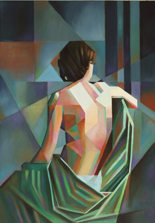 cubist nude oil painting