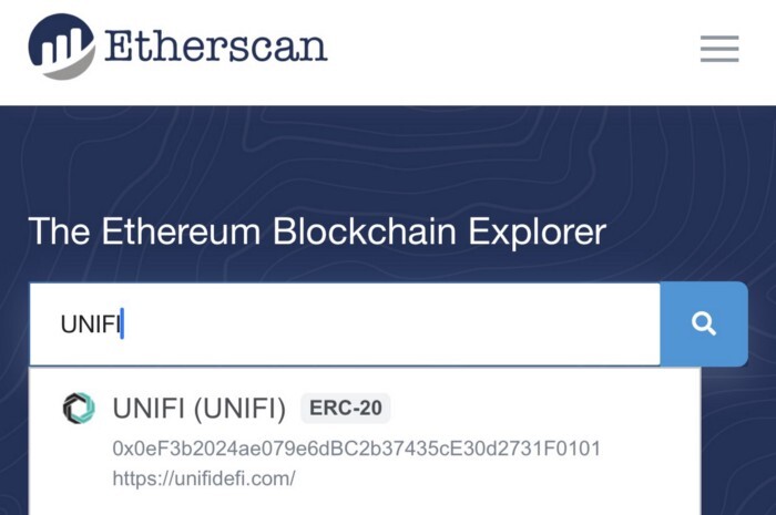 UNIFI DeFi became Etherscan Verified