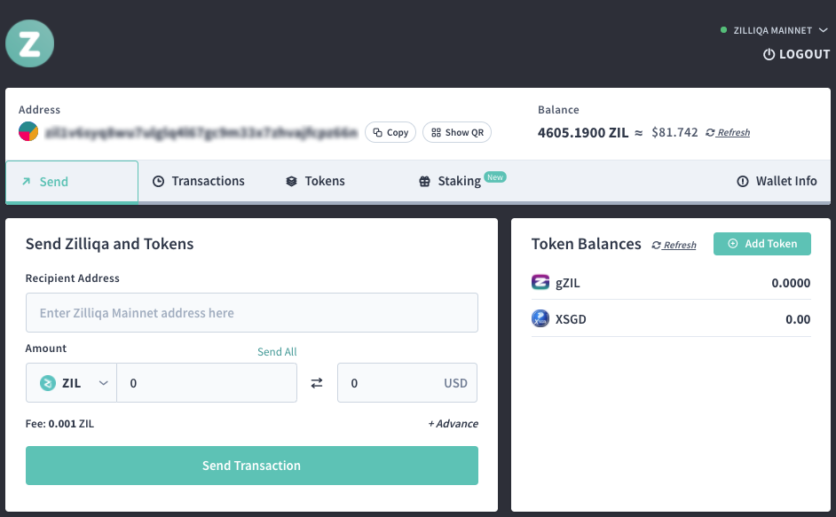 Zilliqa (ZIL) Staking with a Ledger Nano