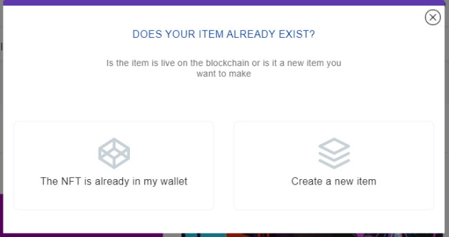 Create NFT page