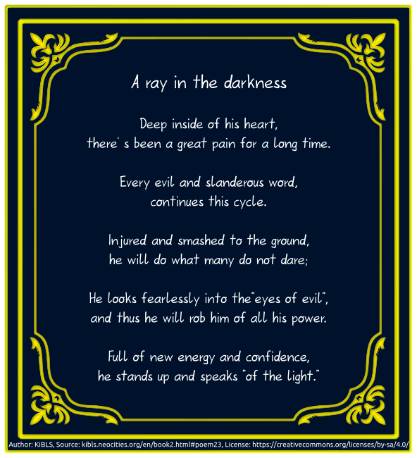 A ray in the darkness