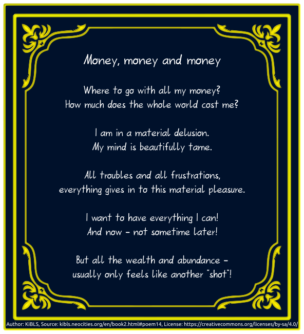 Money, money and money