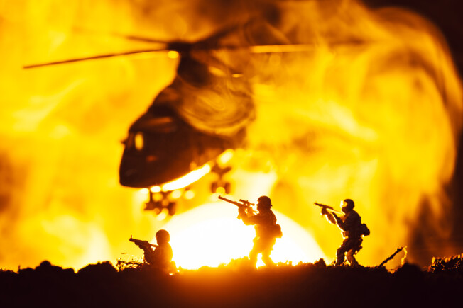 Soldiers and Helicopter