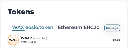 WAX Wallet Tokens