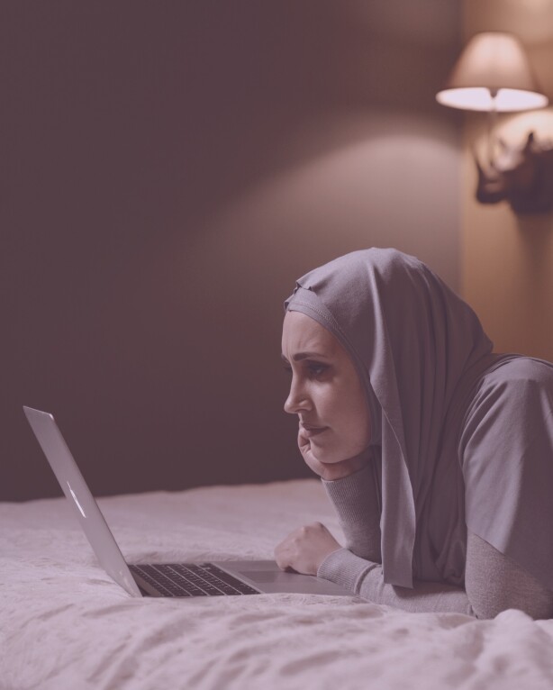 woman doing online courses from home