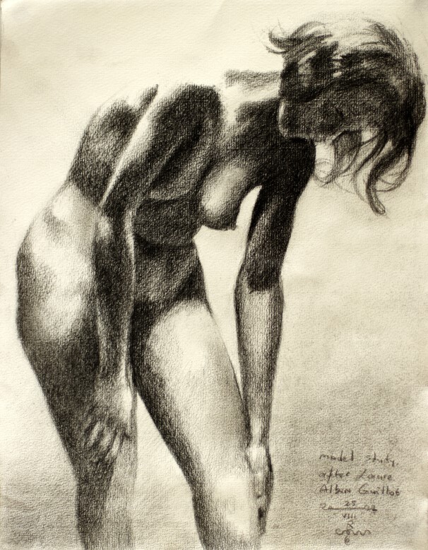 impressionist nude graphite pencil drawing