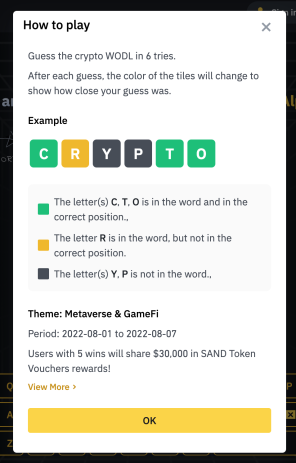 How to play Binance WODL