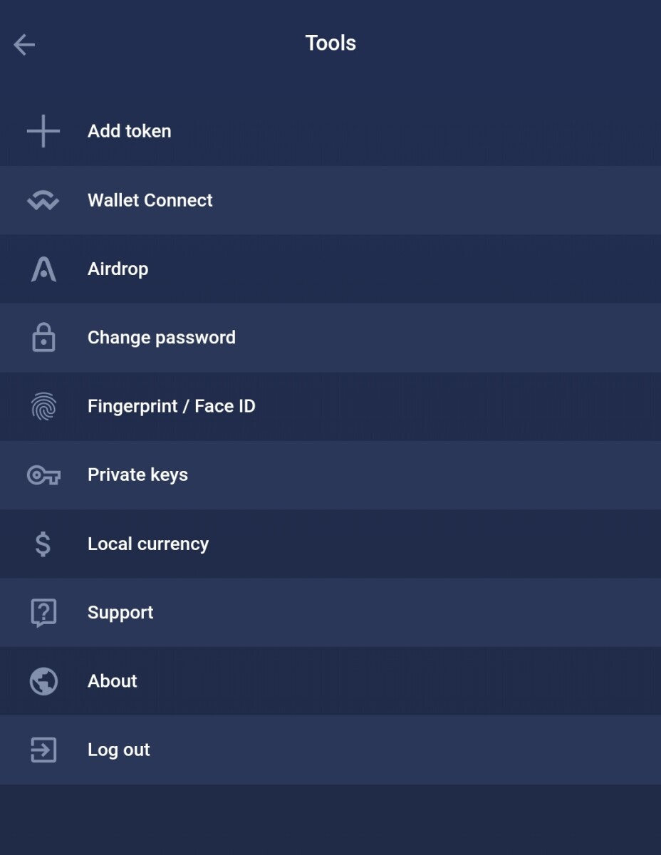 Atomic Wallet Settings