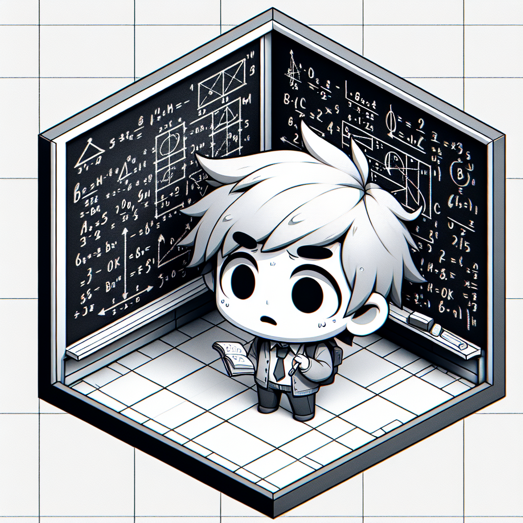 Stress boy looking at equations