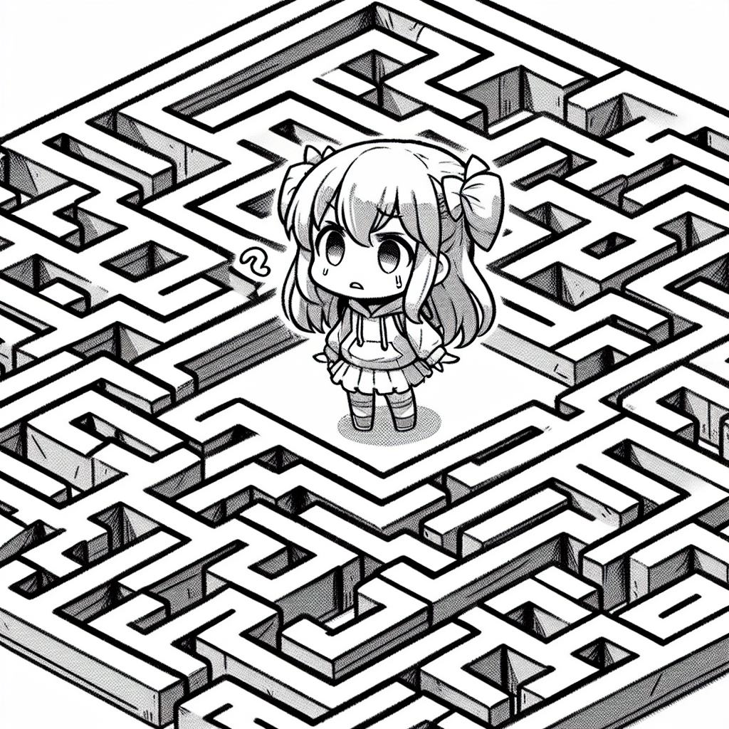 Girl lost in a maze