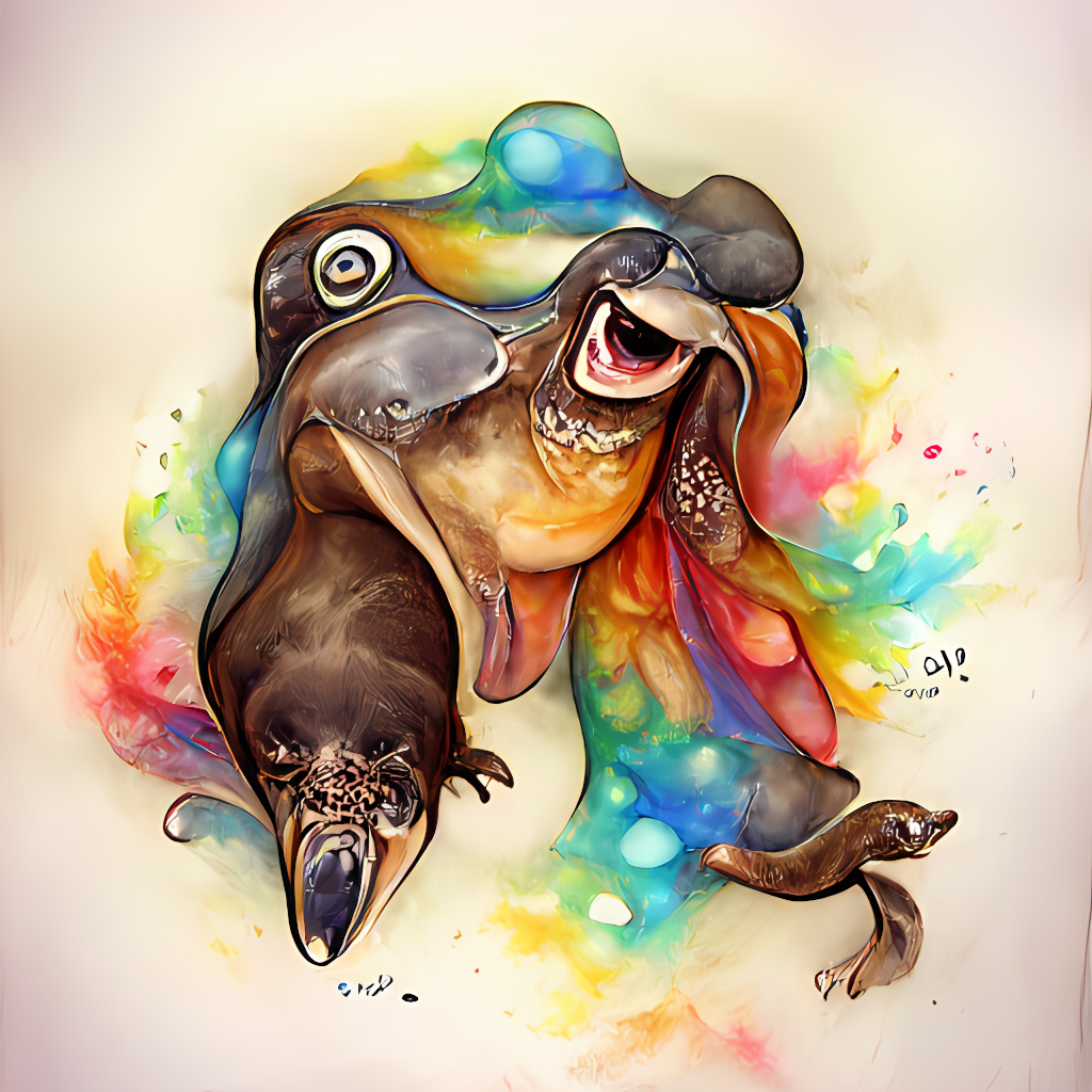 an ai generated joyful platypus