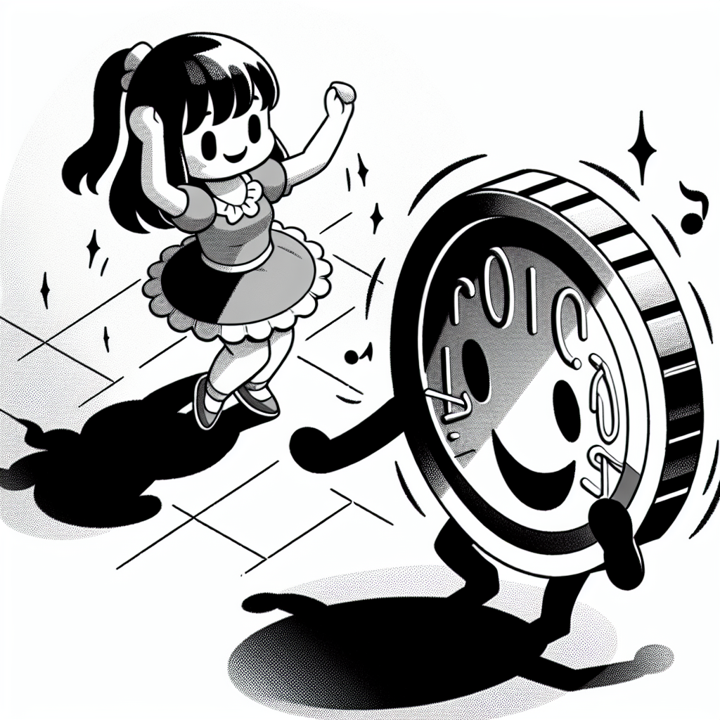 Girl dancing with coin