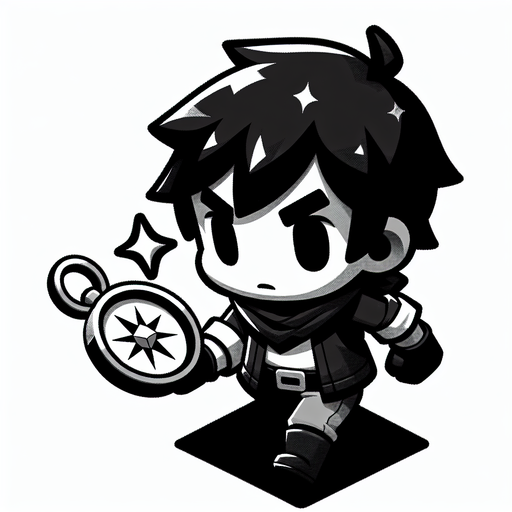 Determined boy following compass