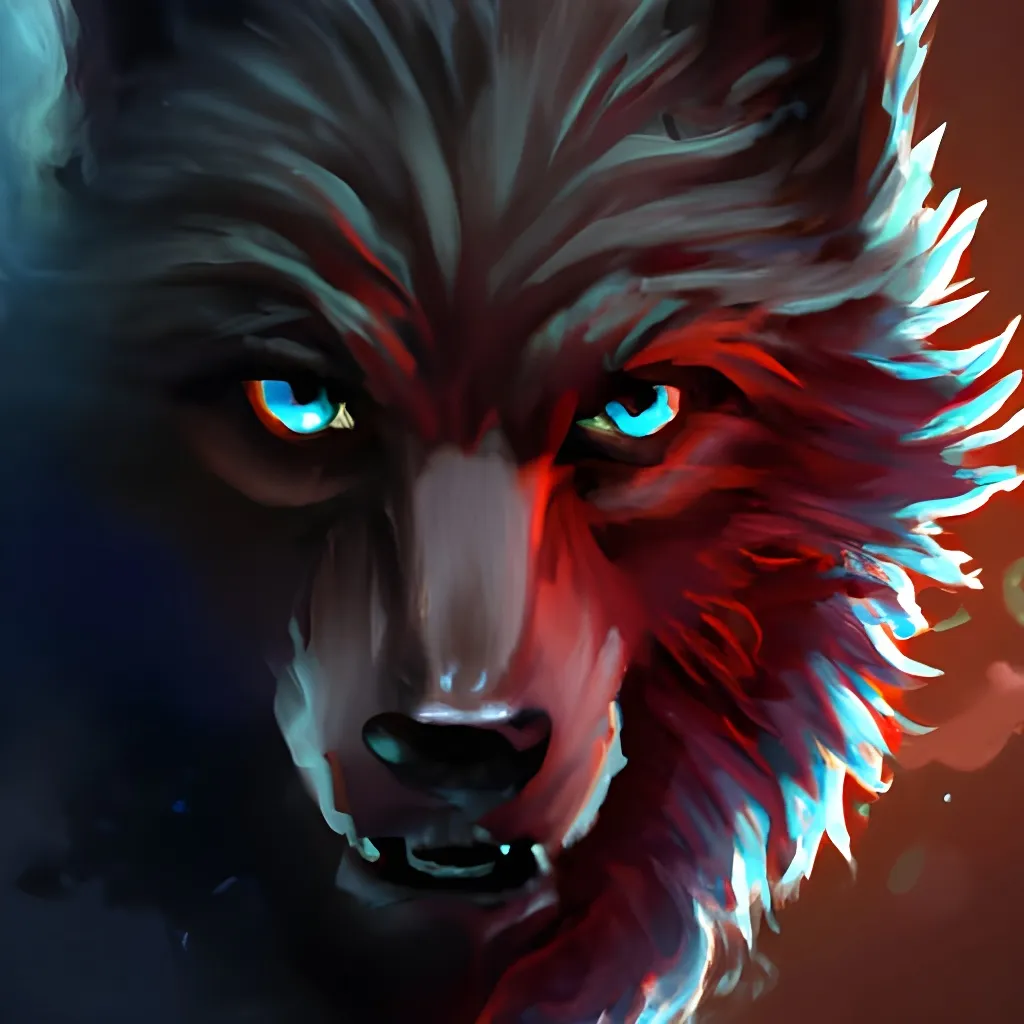 Werewolf with glowing eyes (artistic)