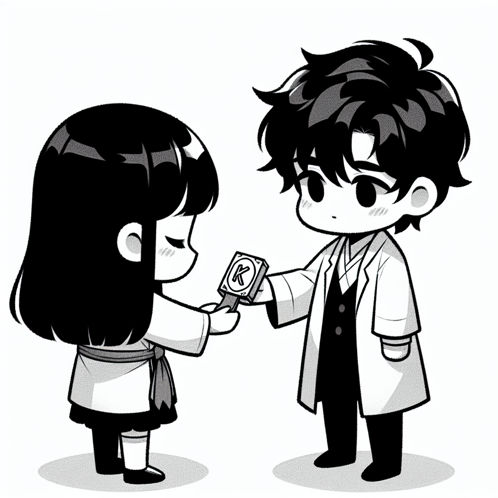 girl giving boy kaspa token