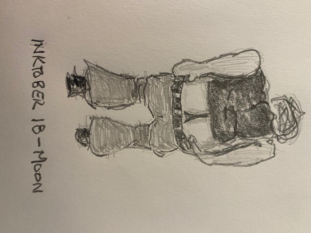 Man in bellbottom jeans mooning you - pencil sketch